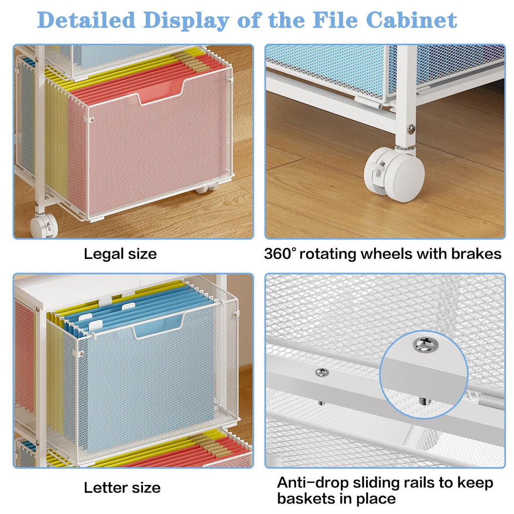 White 2 Drawer Rolling File Cabinet R771318