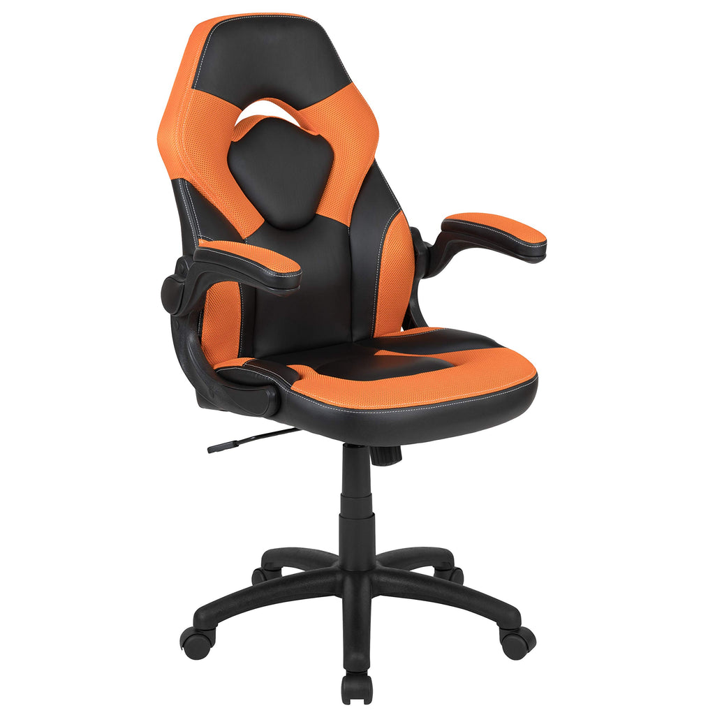Orange Black Ergonomic Gaming Chair with Flip-up Arms L338