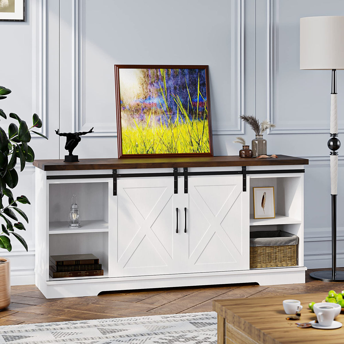 Farmhouse TV Stand Entertainment Center for 65 Inch TV N91958
