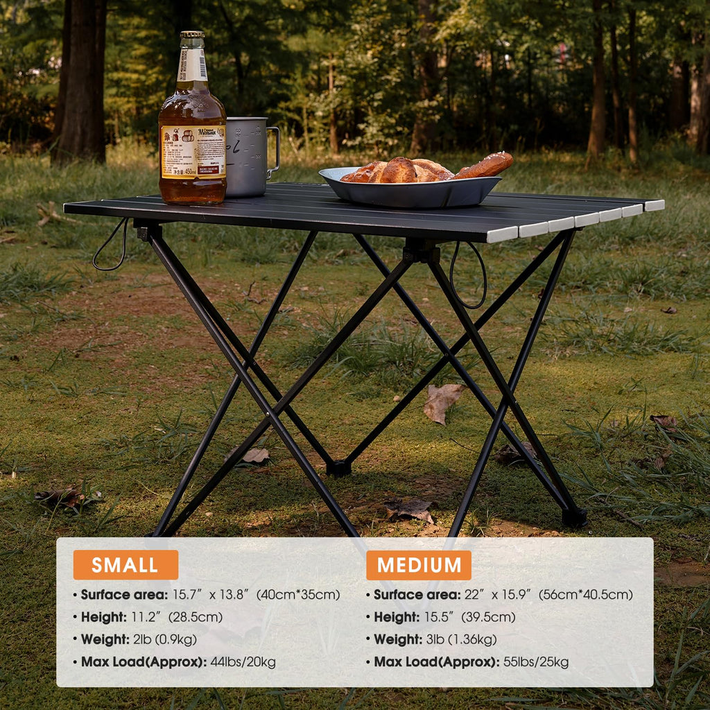 Ultralight Folding Camping Table with Carry Bag Black D8756