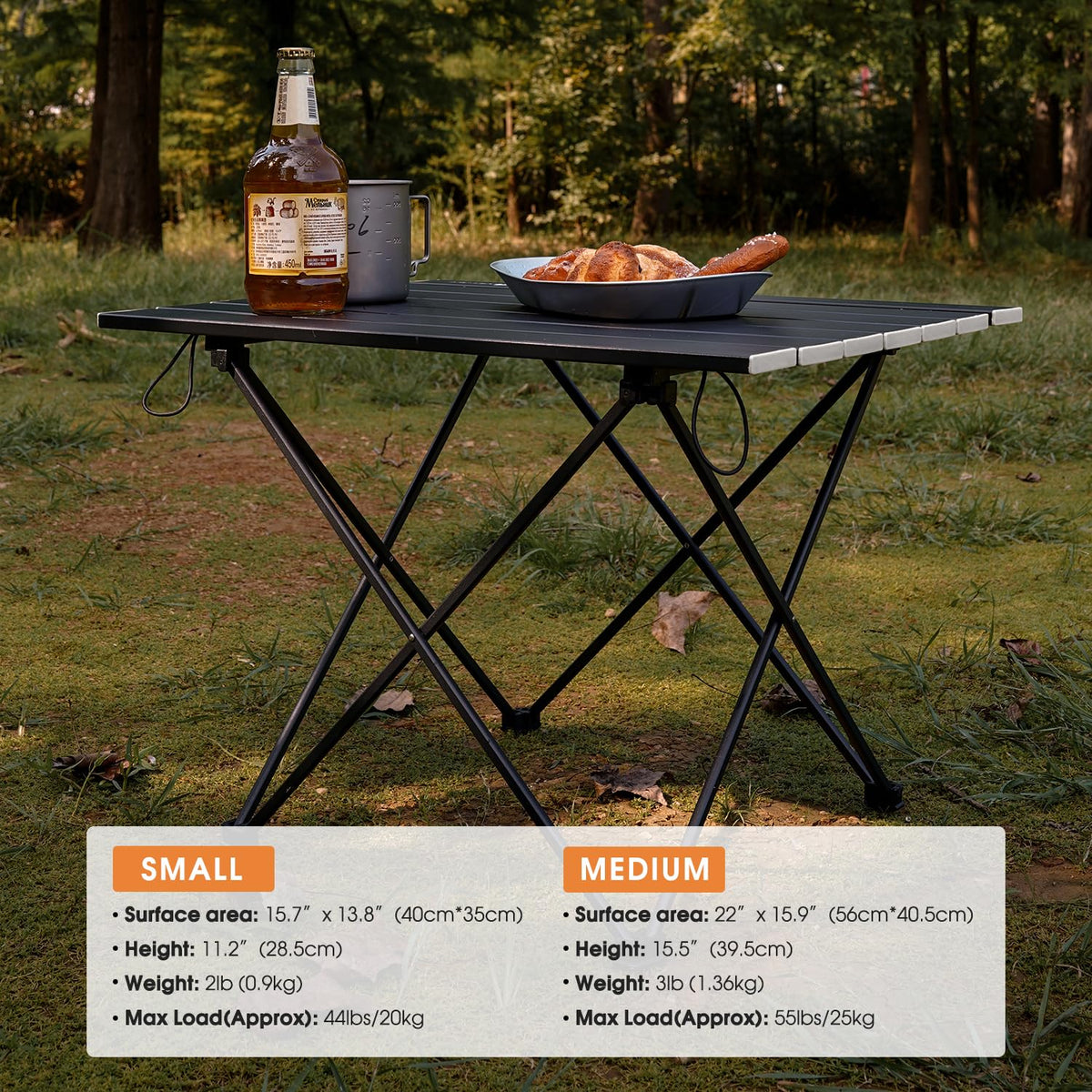 Ultralight Folding Camping Table with Carry Bag Black D8756