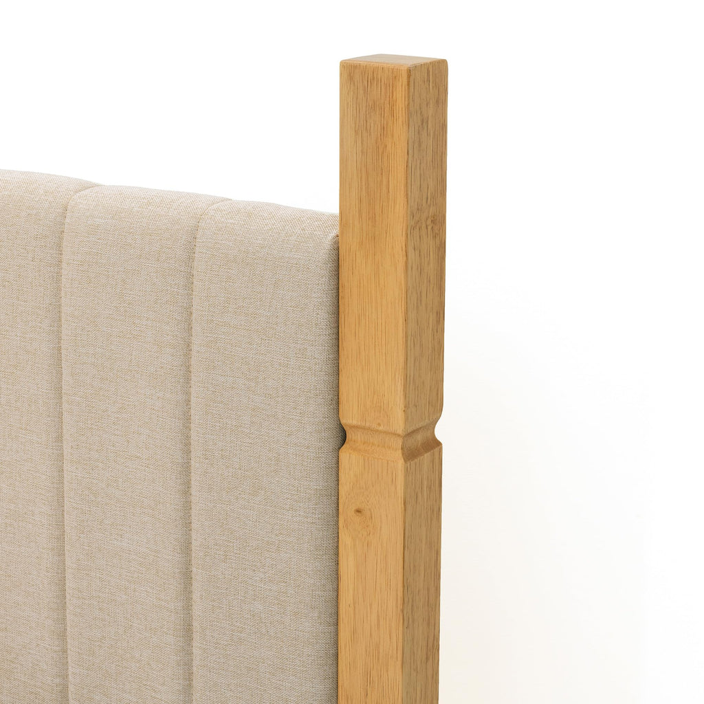 Queen Size Beige Linen Bed Frame with Headboard K659