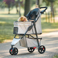 Khaki Pet Stroller with Mesh Canopy I526129