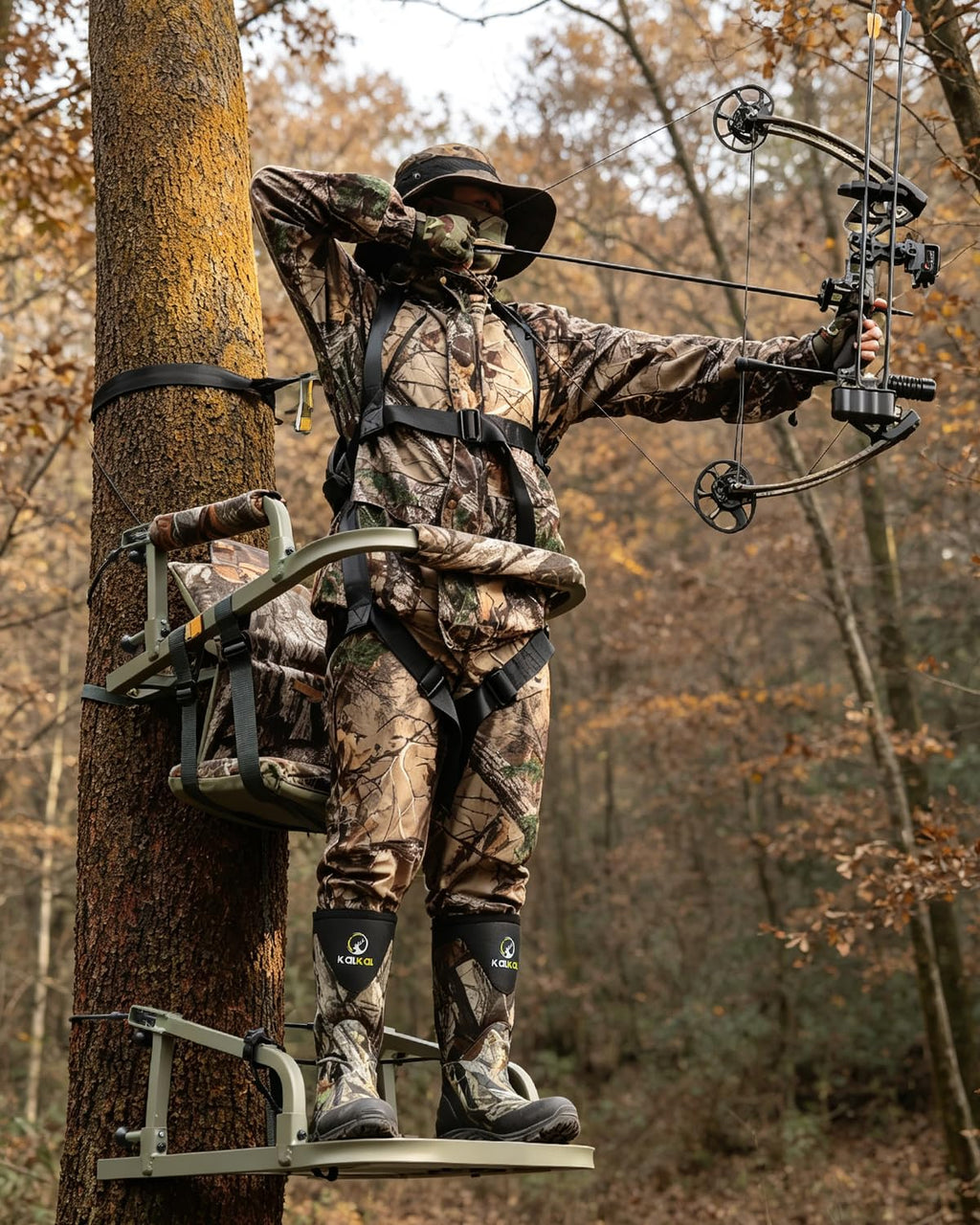 Climbing Tree Stand with Harness and Camo Seat Cushion L381129