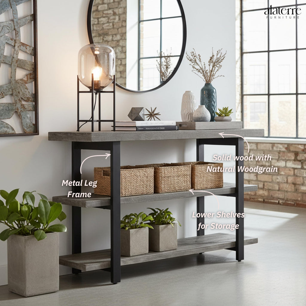Solid Wood Media Console Table V4940