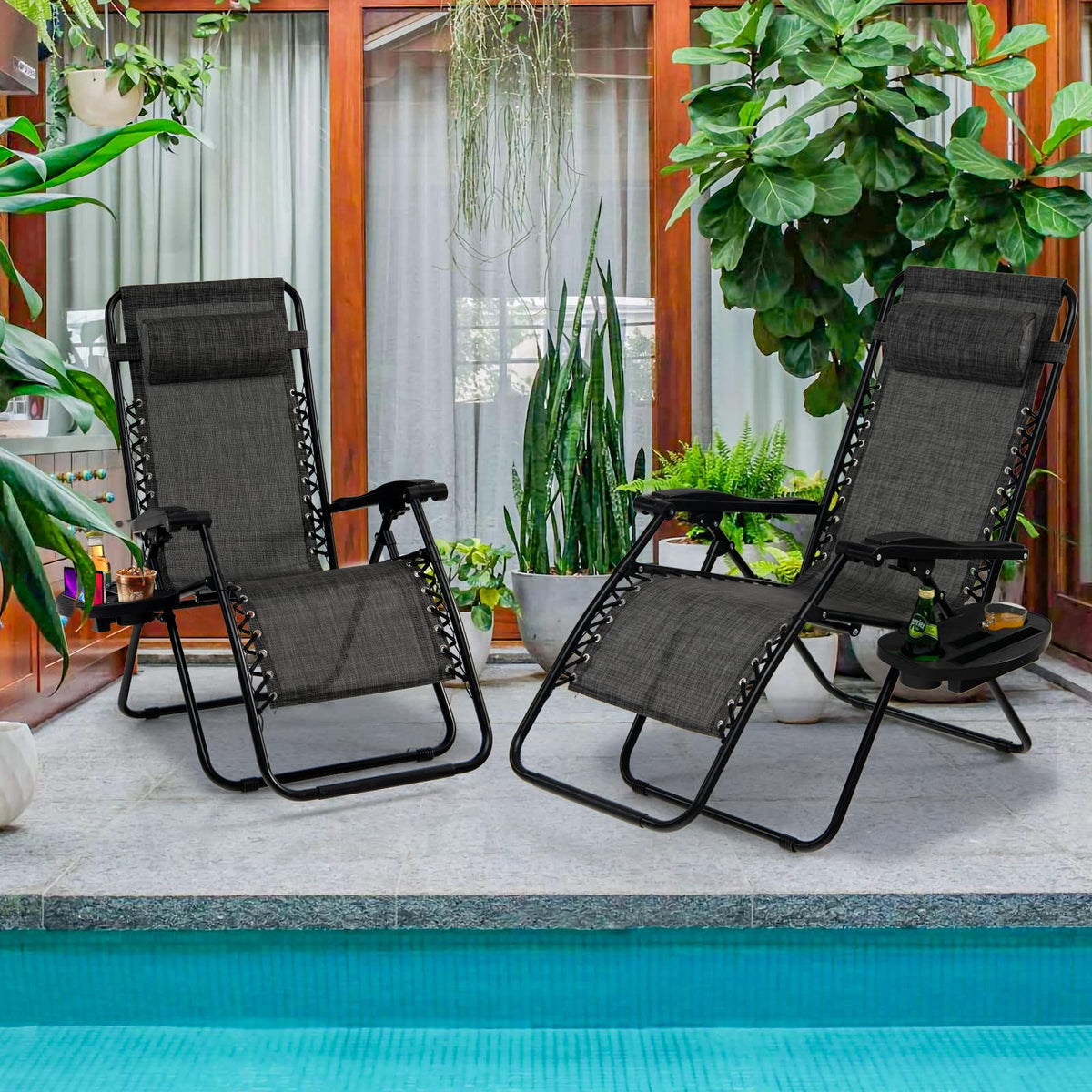 Zero Gravity Lounge Chairs Set of 2 Gray H86472