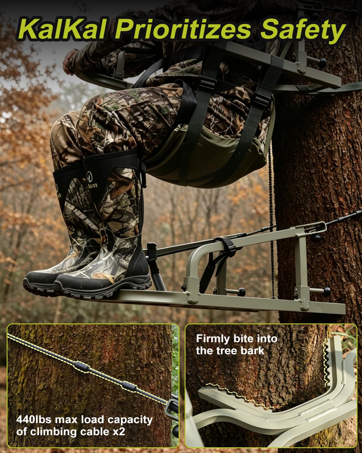 Climbing Tree Stand with Harness and Camo Seat Cushion L381129