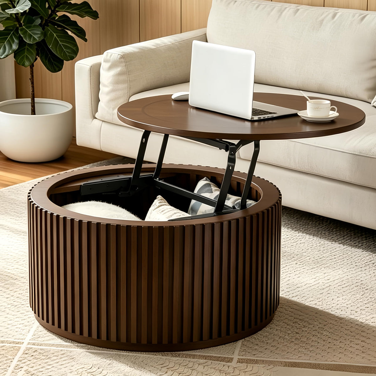 Round Lift Top Coffee Table with Storage G207