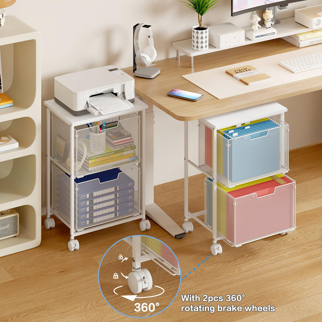 White 2 Drawer Rolling File Cabinet R771318