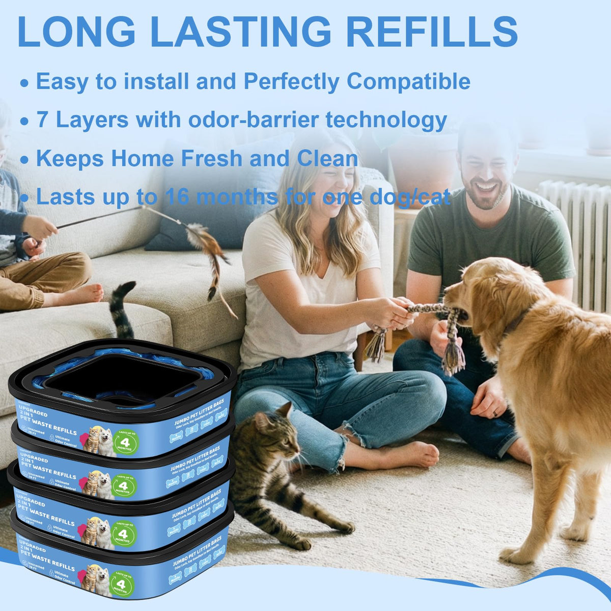 Dog Cat Poop Litter Bags 4 Pack Refill Bags A4819