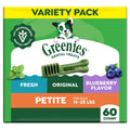 Mint Original Blueberry Dental Dog Treats 60 Count Y733