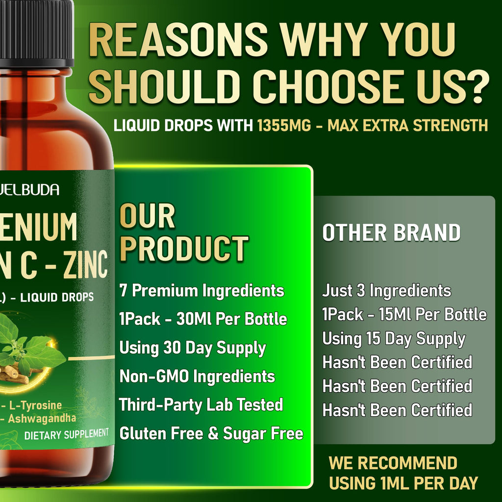Selenium Liquid Drops with Vitamin C, Zinc, Iodine, L-Tyrosine, Ashwagandha and Turmeric B6838