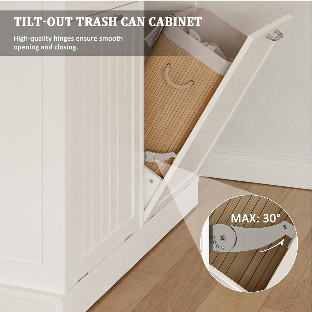 White Tilt Out Trash Can Cabinet B9455