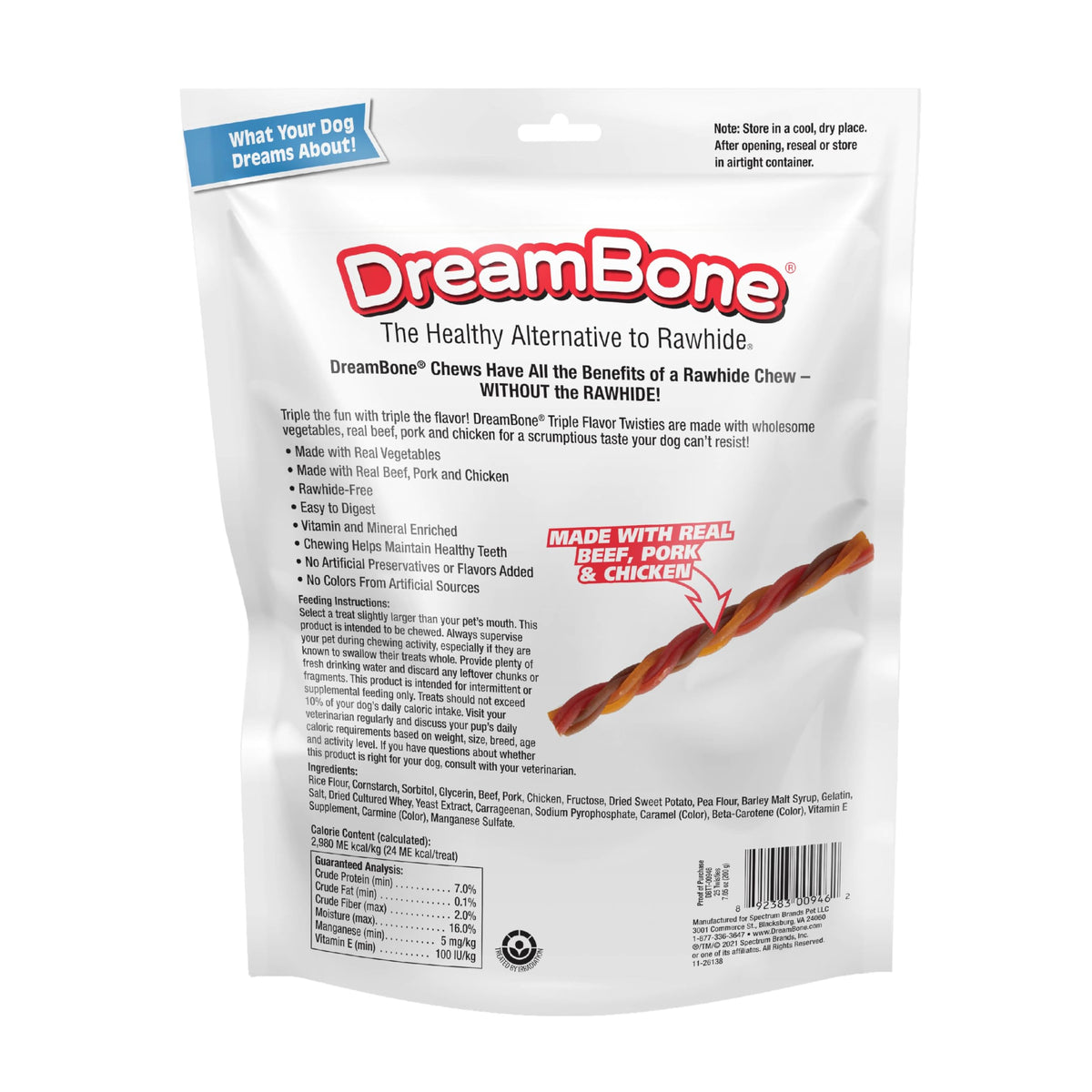 Rawhide-Free Dog Treats with Real Protein, 25 Count V13495