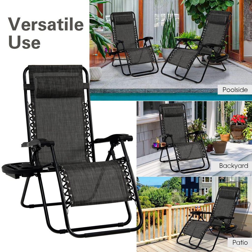 Zero Gravity Lounge Chairs Set of 2 Gray H86472