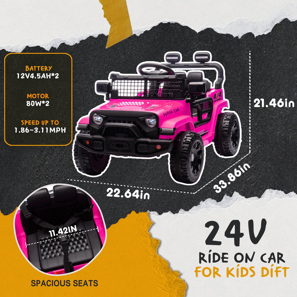 24V One Seat Ride On Toys with Remote Control O59934
