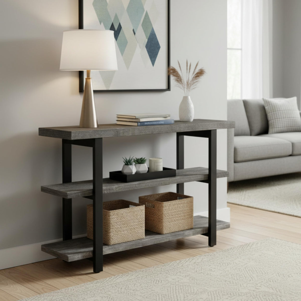 Solid Wood Media Console Table V4940