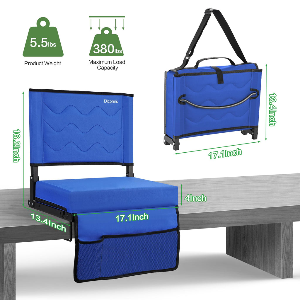 Blue Padded Folding Stadium Seats with Back Support G900