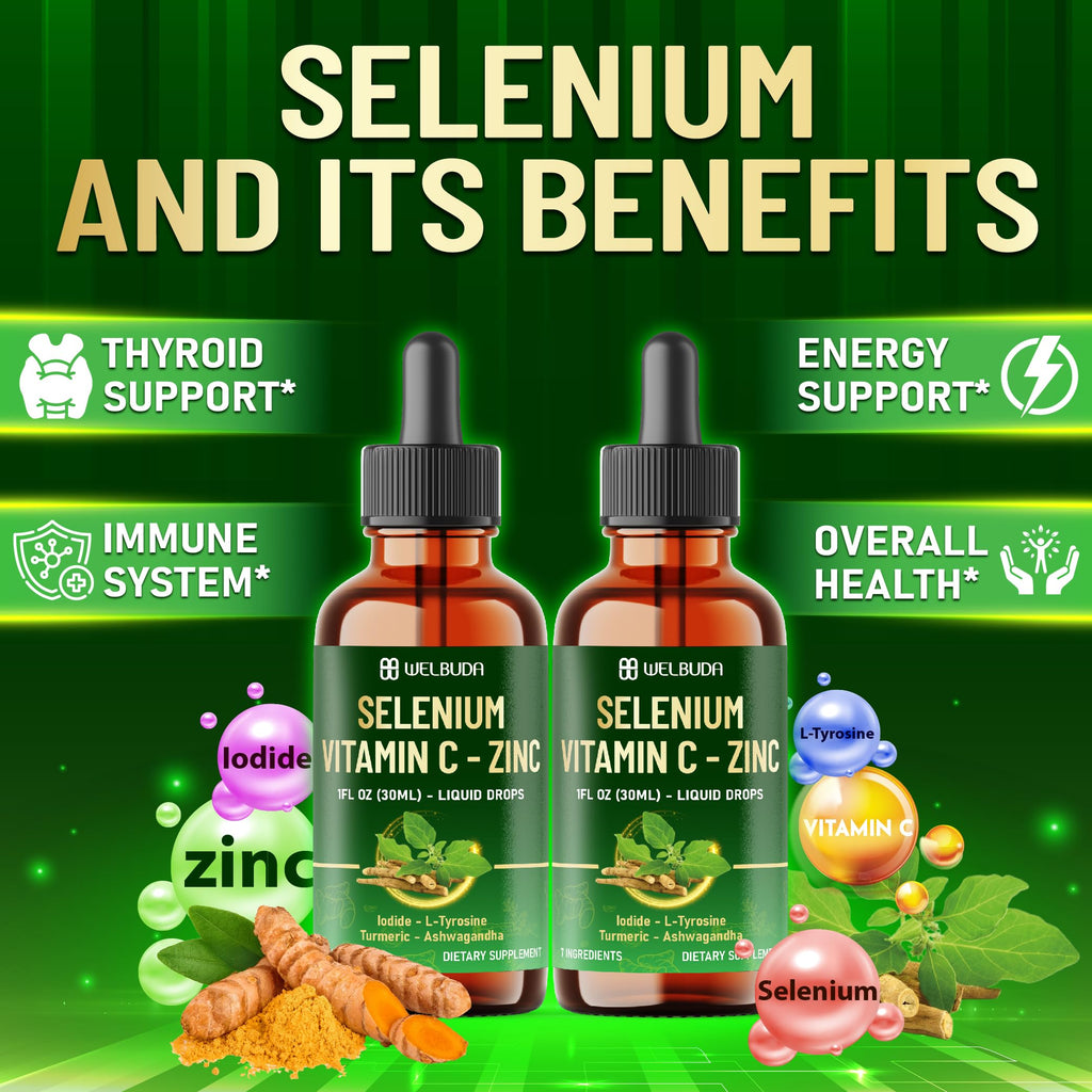 Selenium Liquid Drops with Vitamin C, Zinc, Iodine, L-Tyrosine, Ashwagandha and Turmeric B6838
