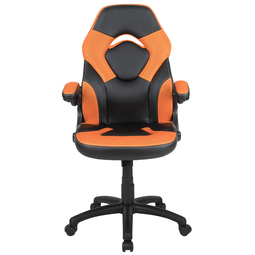 Orange Black Ergonomic Gaming Chair with Flip-up Arms L338