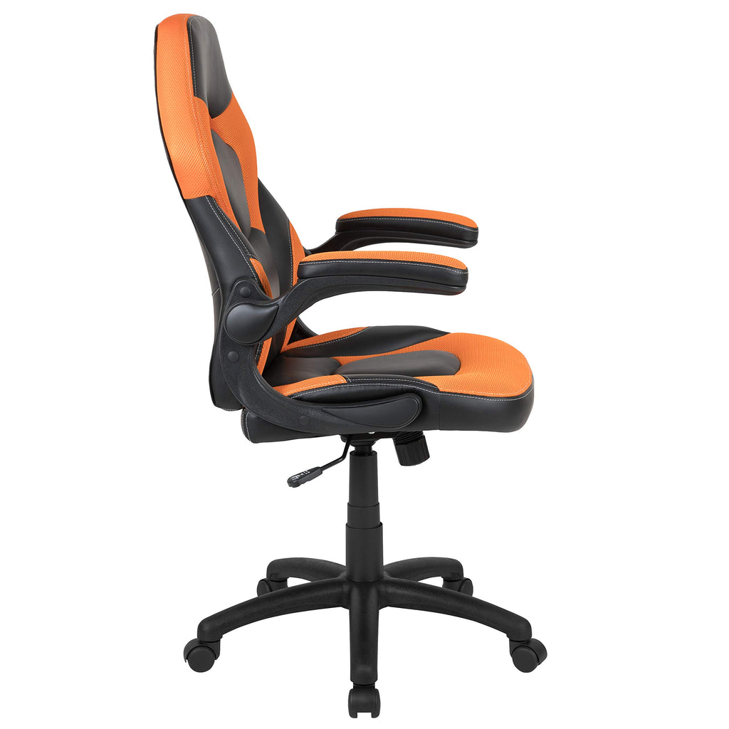 Orange Black Ergonomic Gaming Chair with Flip-up Arms L338