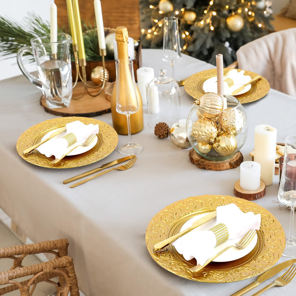Gold 12 Pcs 13'' Antique Plastic Charger Plates A842624