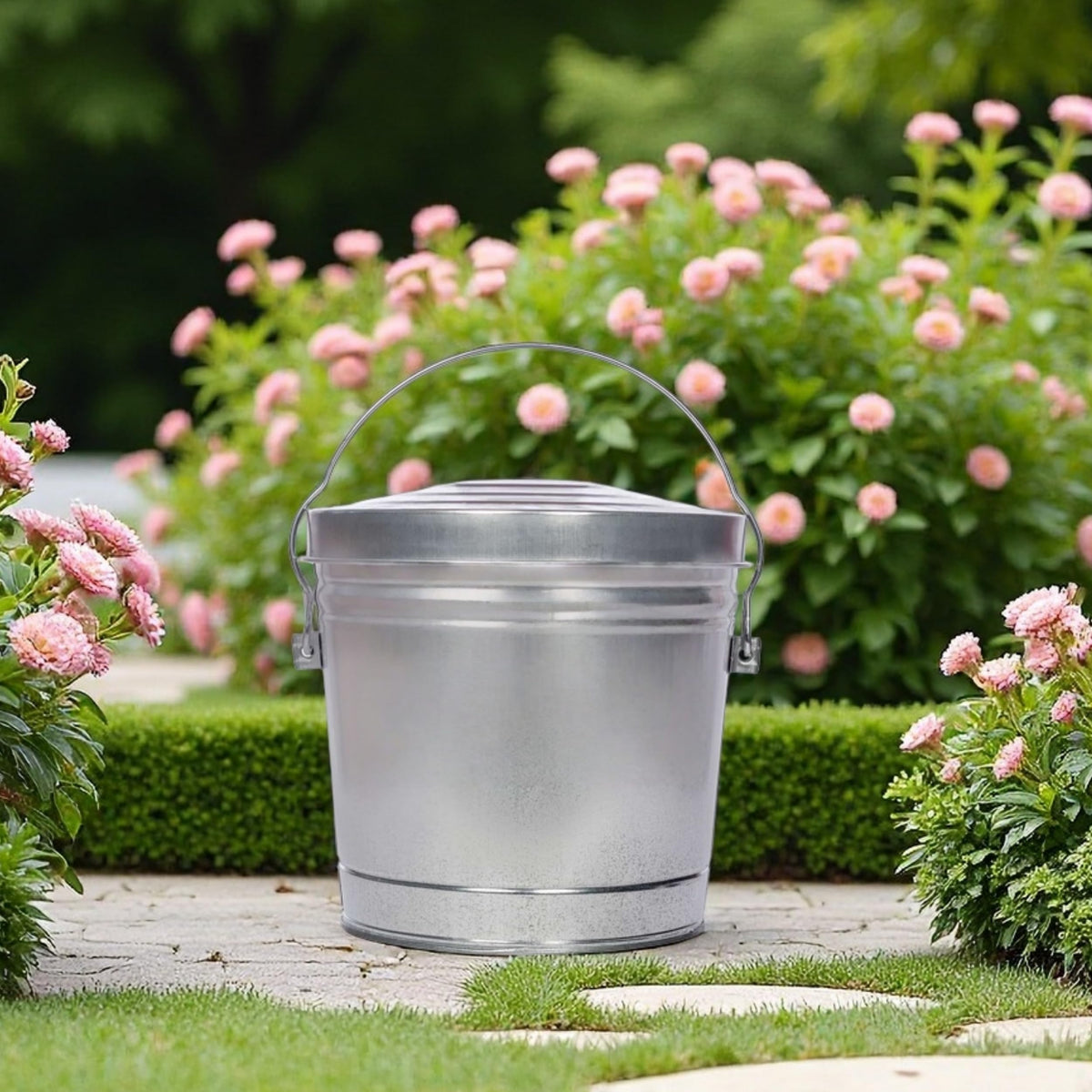 6-Gallon Galvanized Steel Storage Can with Locking Lid L721
