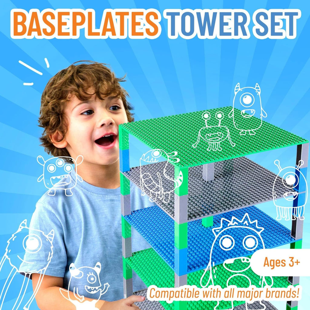 10 x 10 in 6 Baseplates with 50 Stackers Building Toy Blocks M18132