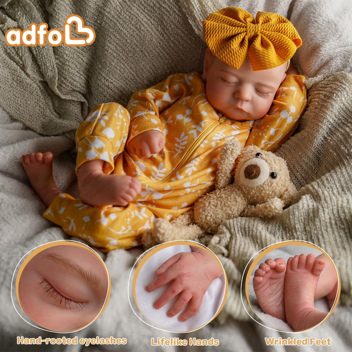 20 Inch Full Vinyl Reborn Baby Dolls Girl F792566
