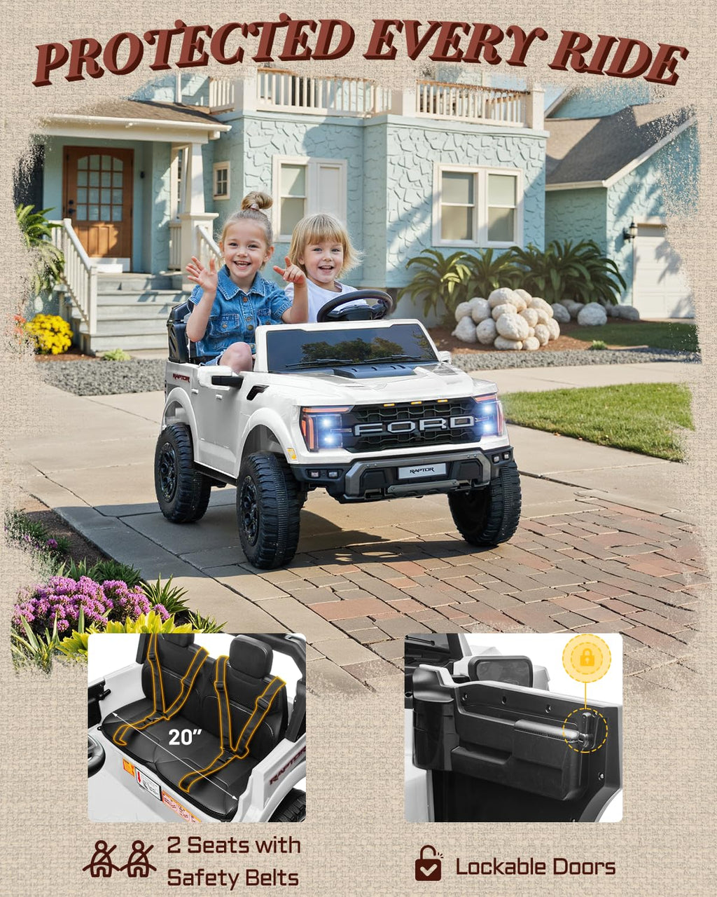 24V 2 Seater Kids Ride On Truck with Remote Control M65576