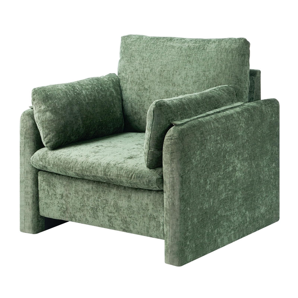 Oversized Green Accent Chair with Padded Arms L25256