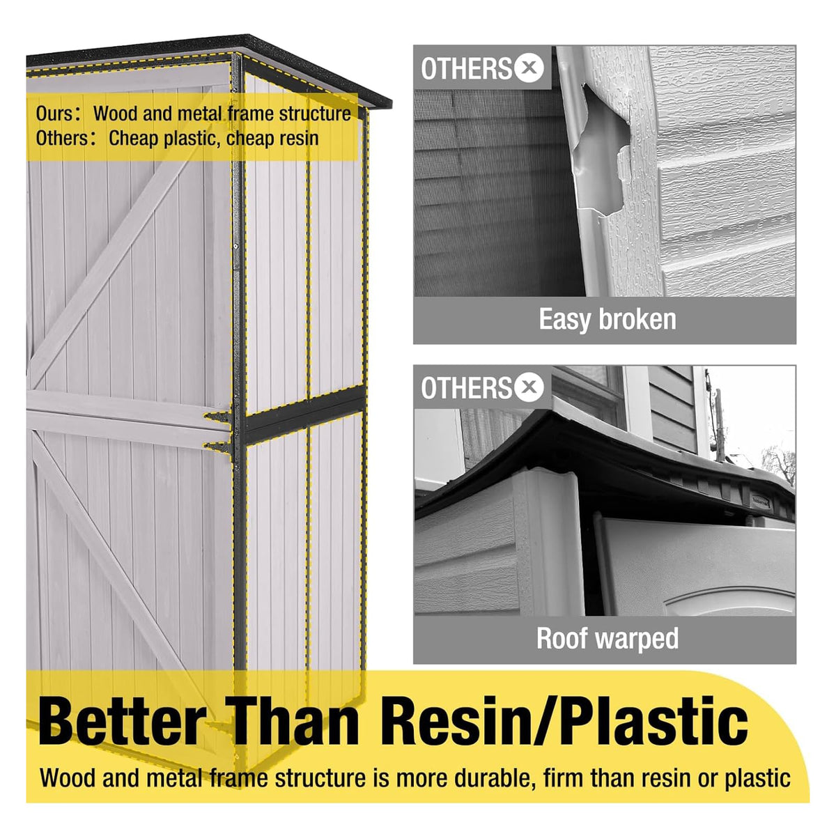 Off-White Storage Shed with Metal Frame, Wooden Floor and Adjustable Shelves P8441