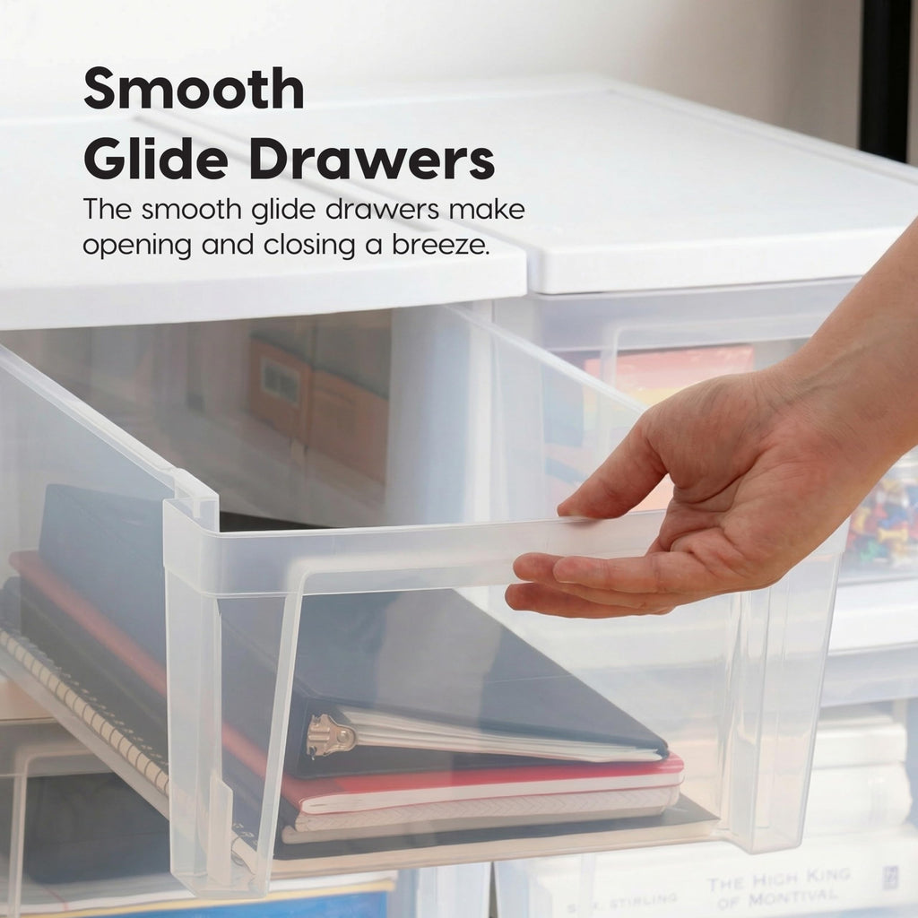 3 Drawer Slim Narrow Storage Organizer 2-Pack White Clear Z4460