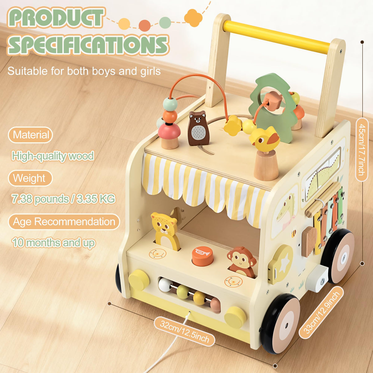 Wooden Activity Cube Push Walker Q5847