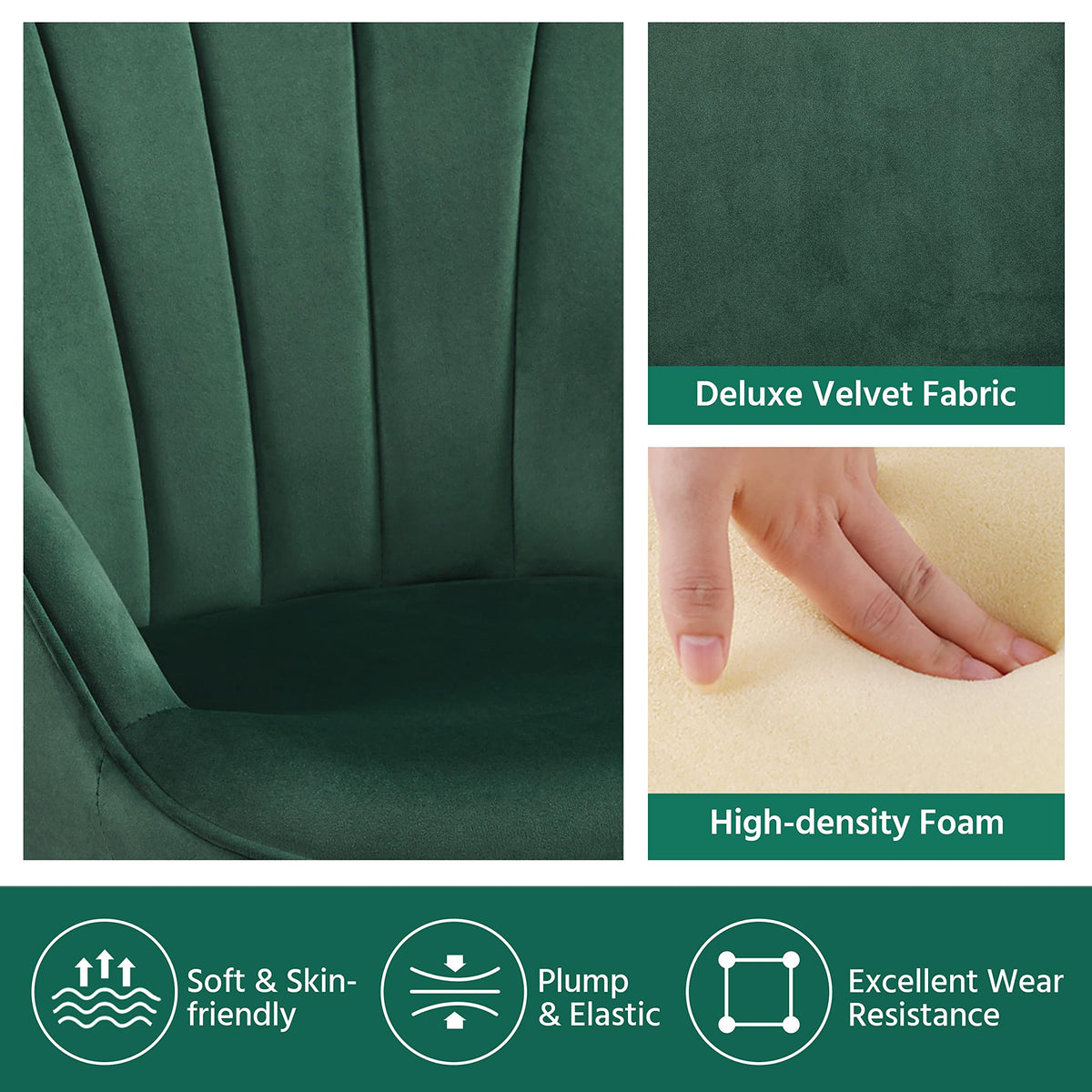 Green Upholstered Accent Chairs Set of 2 V4494