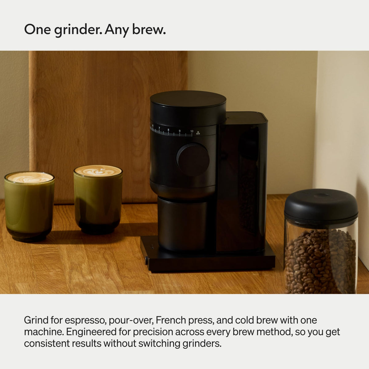 Electric Conical Burr Coffee Grinder, 48 mm Burrs, Black S949739