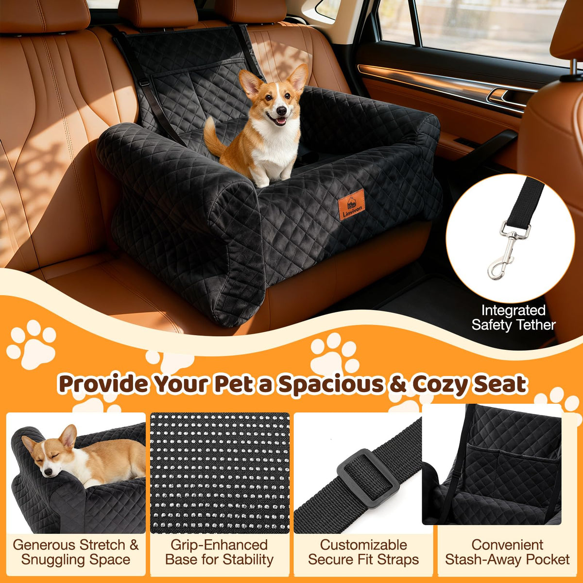 Memory Foam Dog Car Seat Q556248