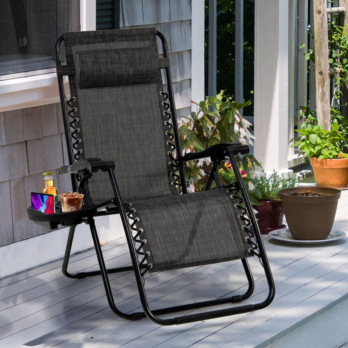 Zero Gravity Lounge Chairs Set of 2 Gray H86472