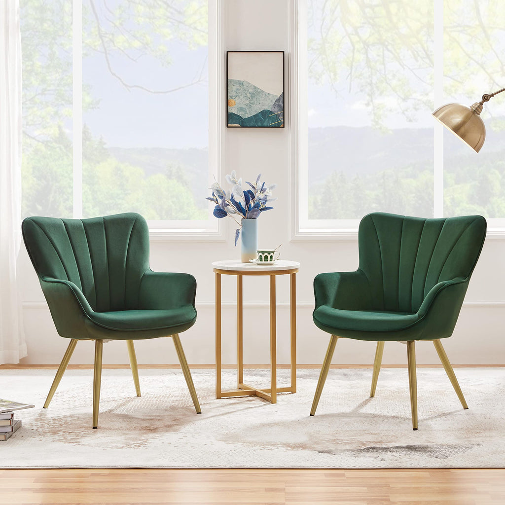 Green Upholstered Accent Chairs Set of 2 V4494