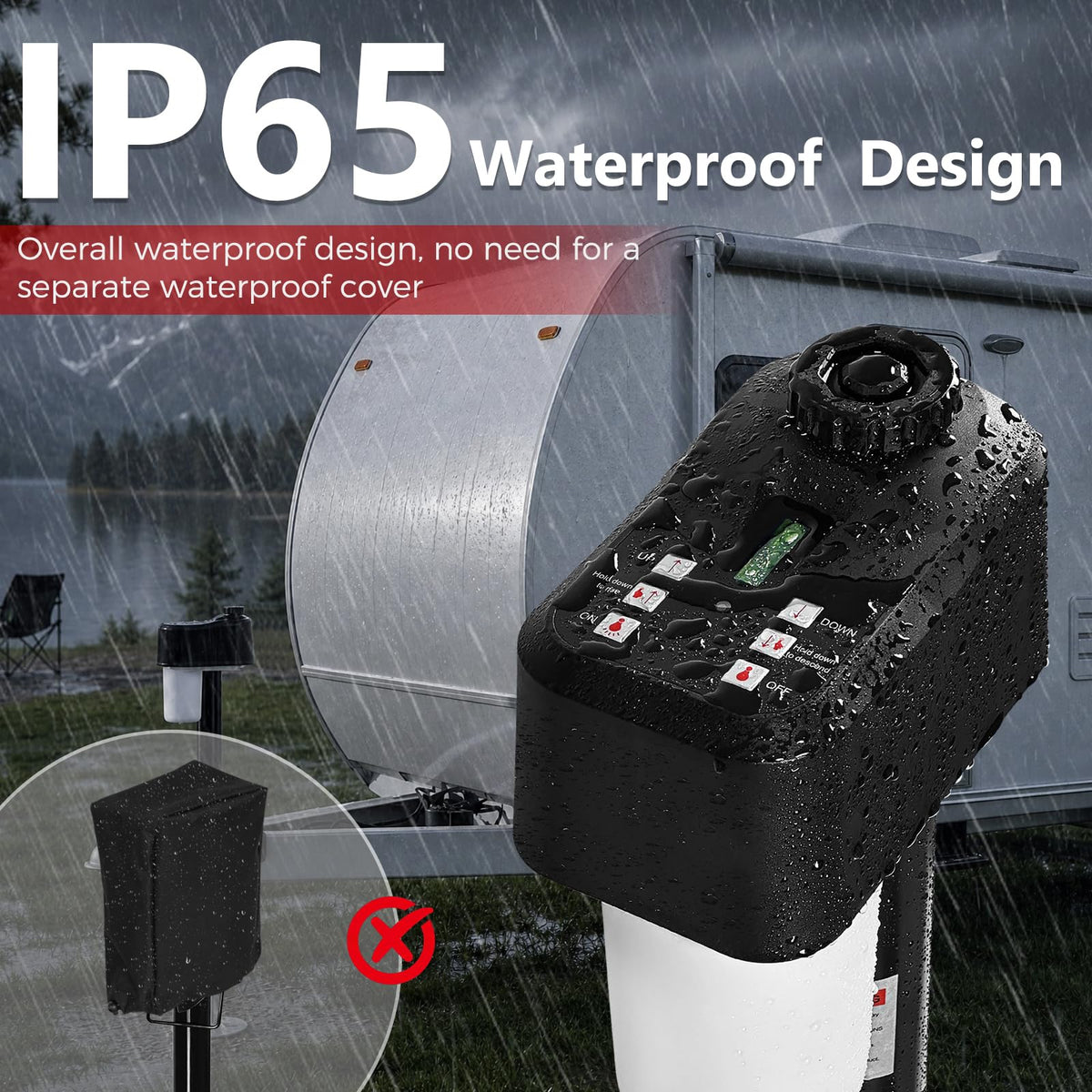 Electric Trailer Jack with 2 Remote Control, IP65 Waterproof N46424