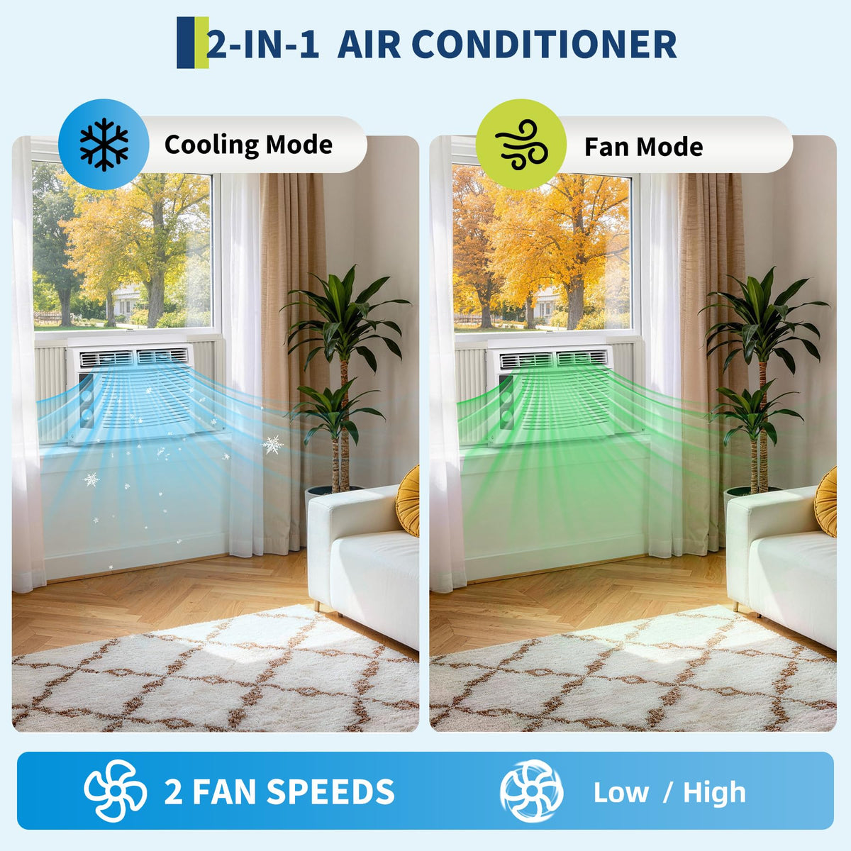 5000 BTU White Window Air Conditioner with Fan Function Y454