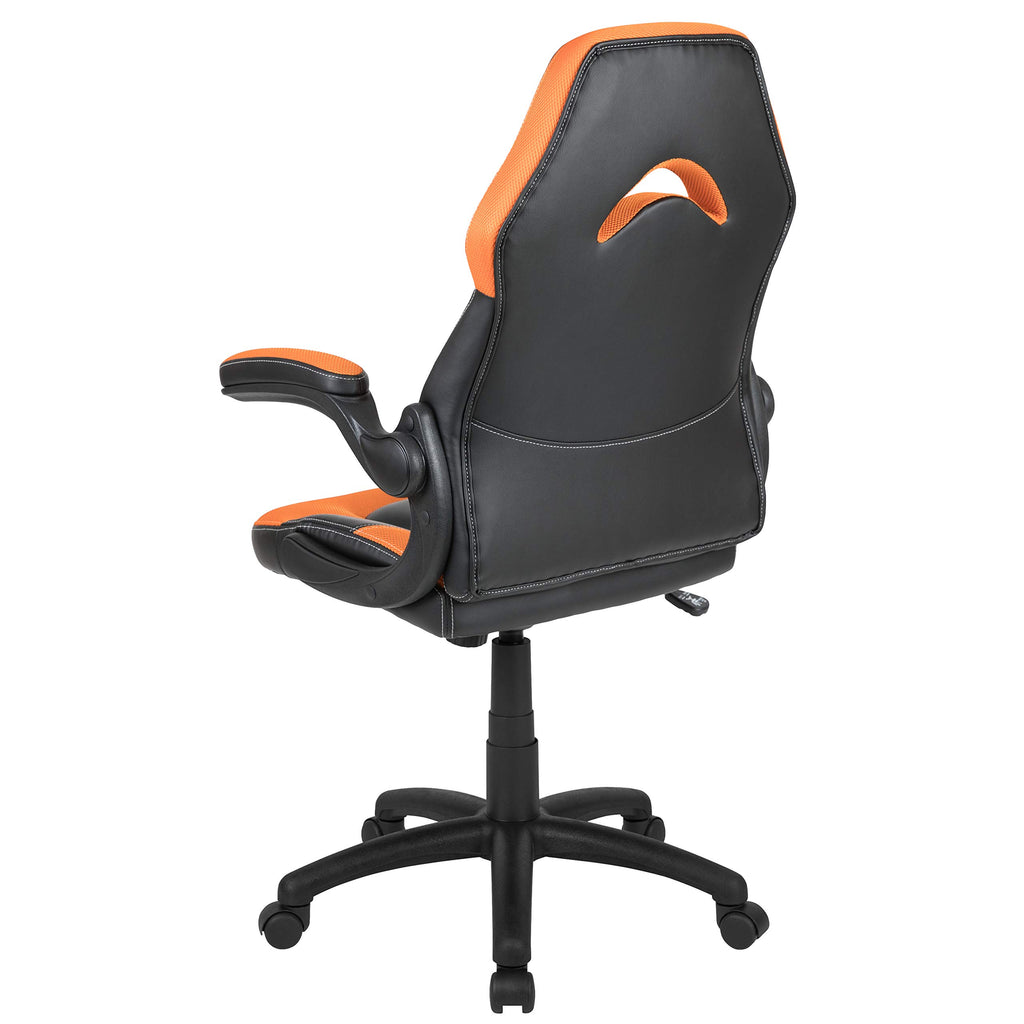 Orange Black Ergonomic Gaming Chair with Flip-up Arms L338
