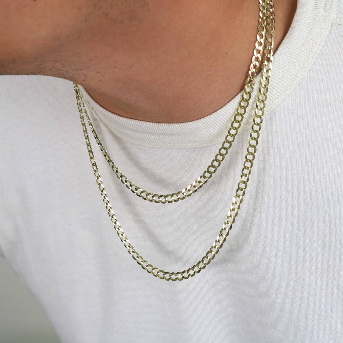 14k Yellow Gold Cuban Curb Link Chain Necklace F155253
