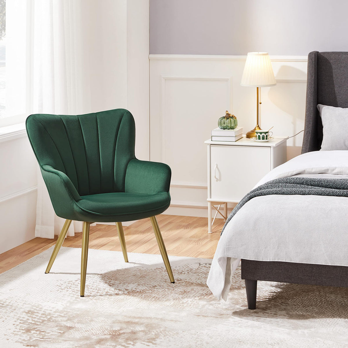 Green Upholstered Accent Chairs Set of 2 V4494