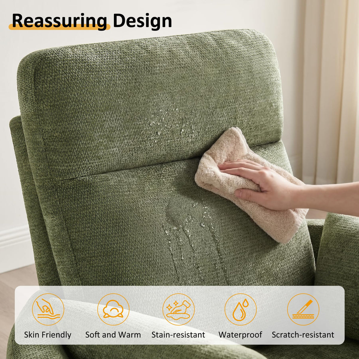 Oversized 360° Swivel Glider Recliner Chair with 2 Pillows and Footrest W306081