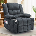 Fabric Dark Gray Swivel Rocker Recliner with Cup Holder Q592422