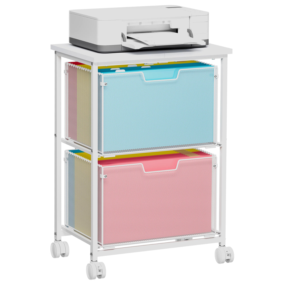 White 2 Drawer Rolling File Cabinet R771318