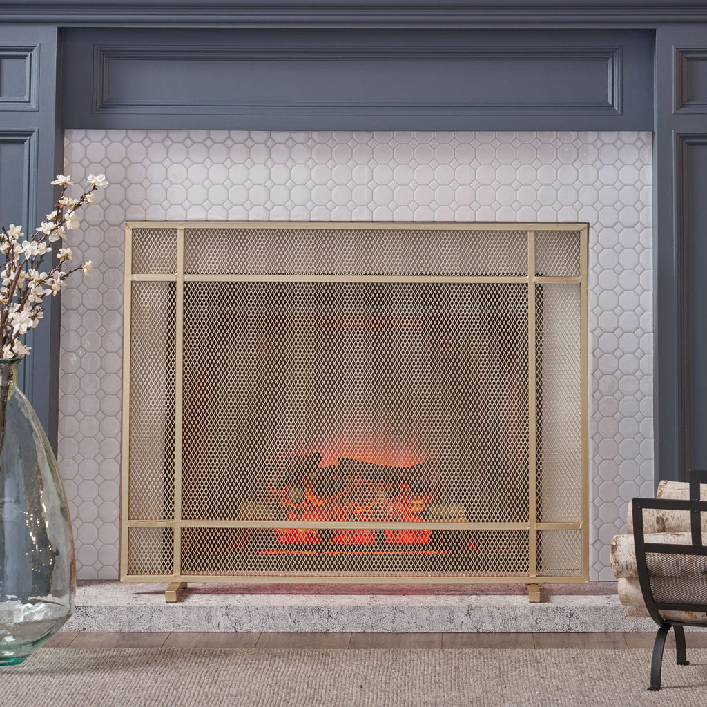 Black Metal Fireplace Screen O740